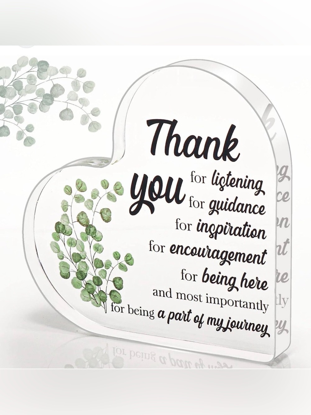 Thank You gift set: Heart Acrylic Plaque with stainless steel tumbler (13 oz)